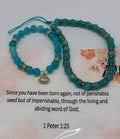 Born Again – 1 Peter 1:23 Turquoise Christian Bracelet Set