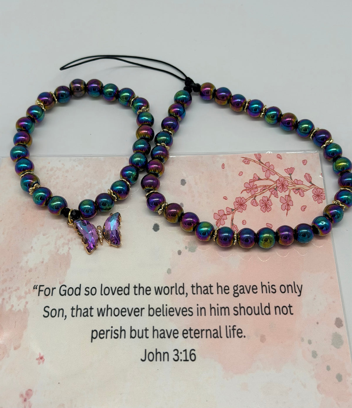 God So Loved the World – John 3:16 Rainbow Christian Bracelet Set