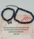 Born Again – 1 Peter 1:23 Blue Christian Bracelet Set