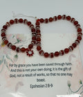 Saved by Grace – Ephesians 2:8–9 Red Christian Bracelet Set