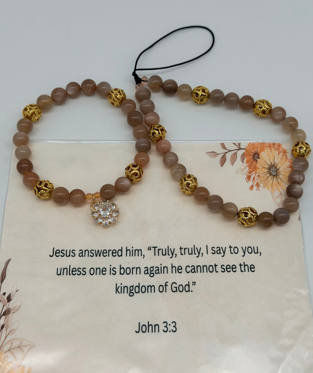 Born Again – John 3:3 Beige Christian Bracelet Set