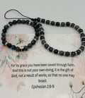 Saved by Grace – Ephesians 2:8–9 Black Christian Bracelet Set