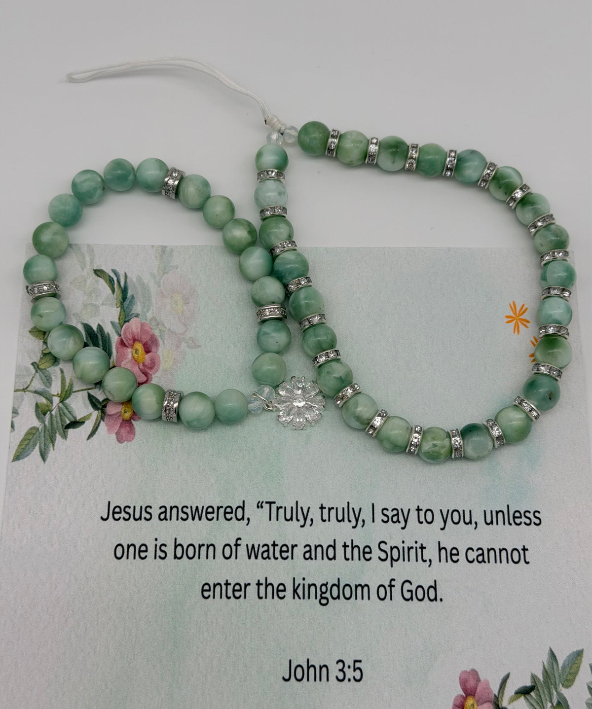 Born of Water and Spirit – John 3:5 Green Christian Bracelet Set