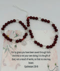 Saved by Grace – Ephesians 2:8–9 Burgundy Christian Bracelet Set