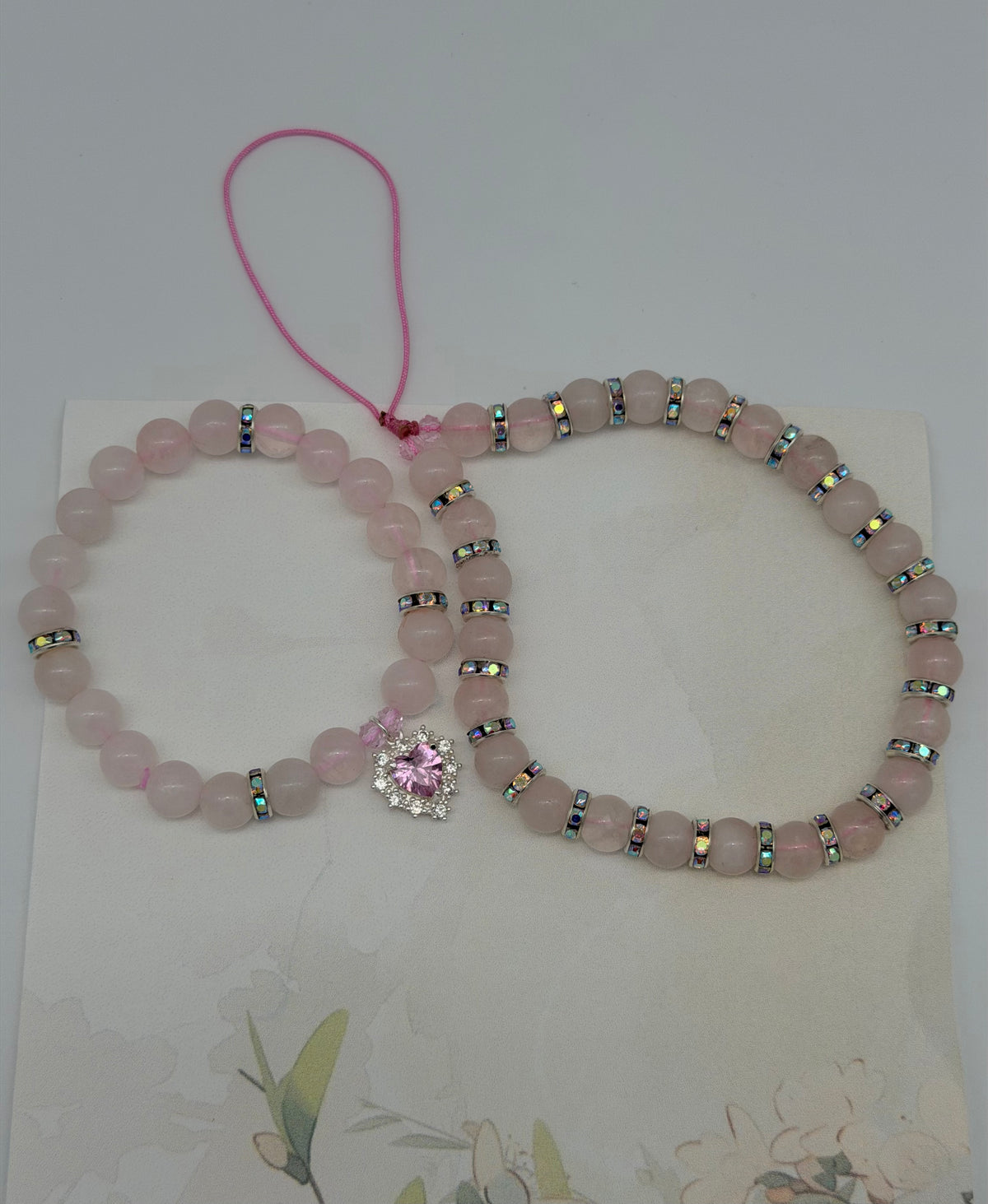 Pink Faith Christian Bracelet Set with Crystal Charm