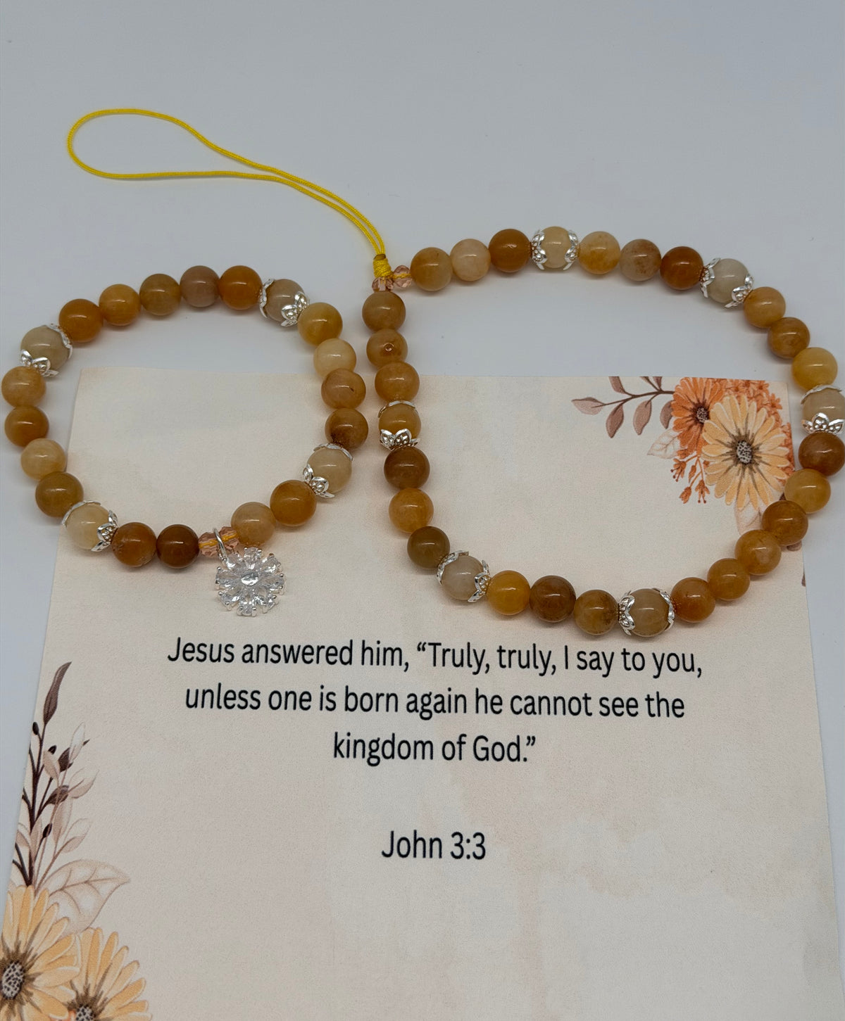 Born Again – John 3:3 Golden Yellow Christian Bracelet Set
