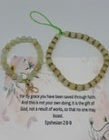 Saved by Grace – Ephesians 2:8–9 Cream & Gold Christian Bracelet Set