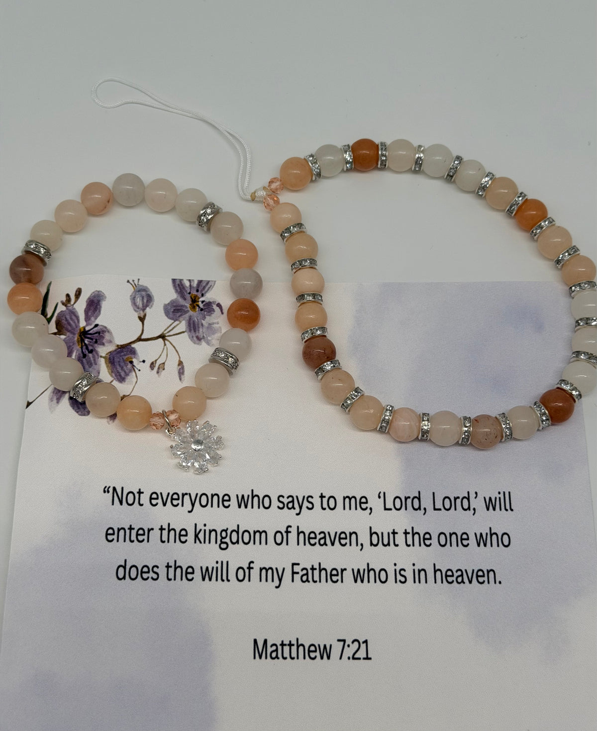 Doing the Father’s Will – Matthew 7:21 Peach Christian Bracelet Set