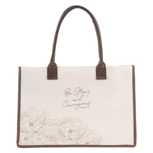 Tote Bag-Strong & Courageous-Pink Canvas