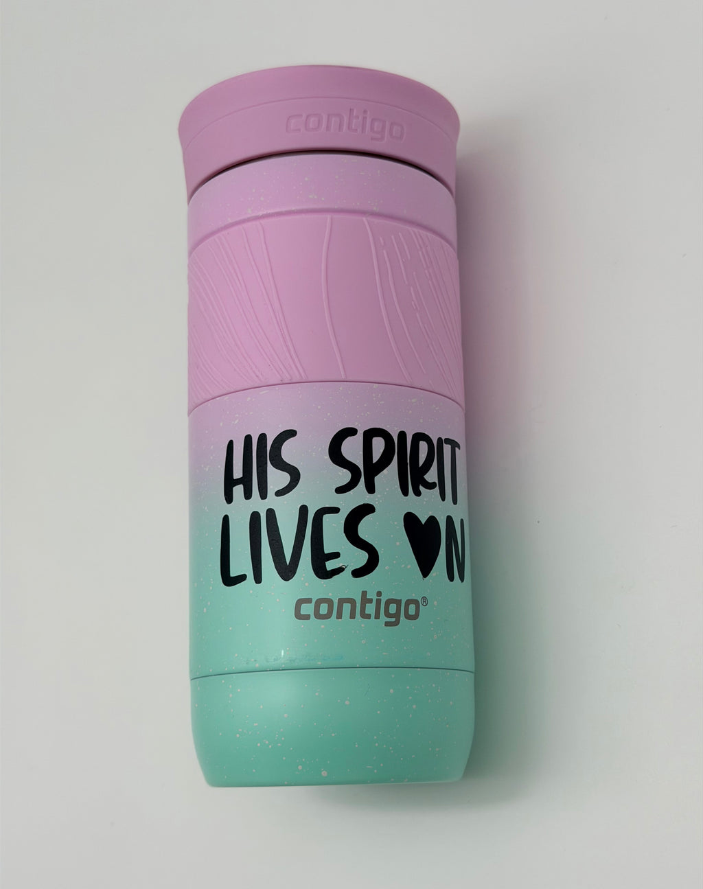His Spirit Lives in You – Pink & Teal Tumbler