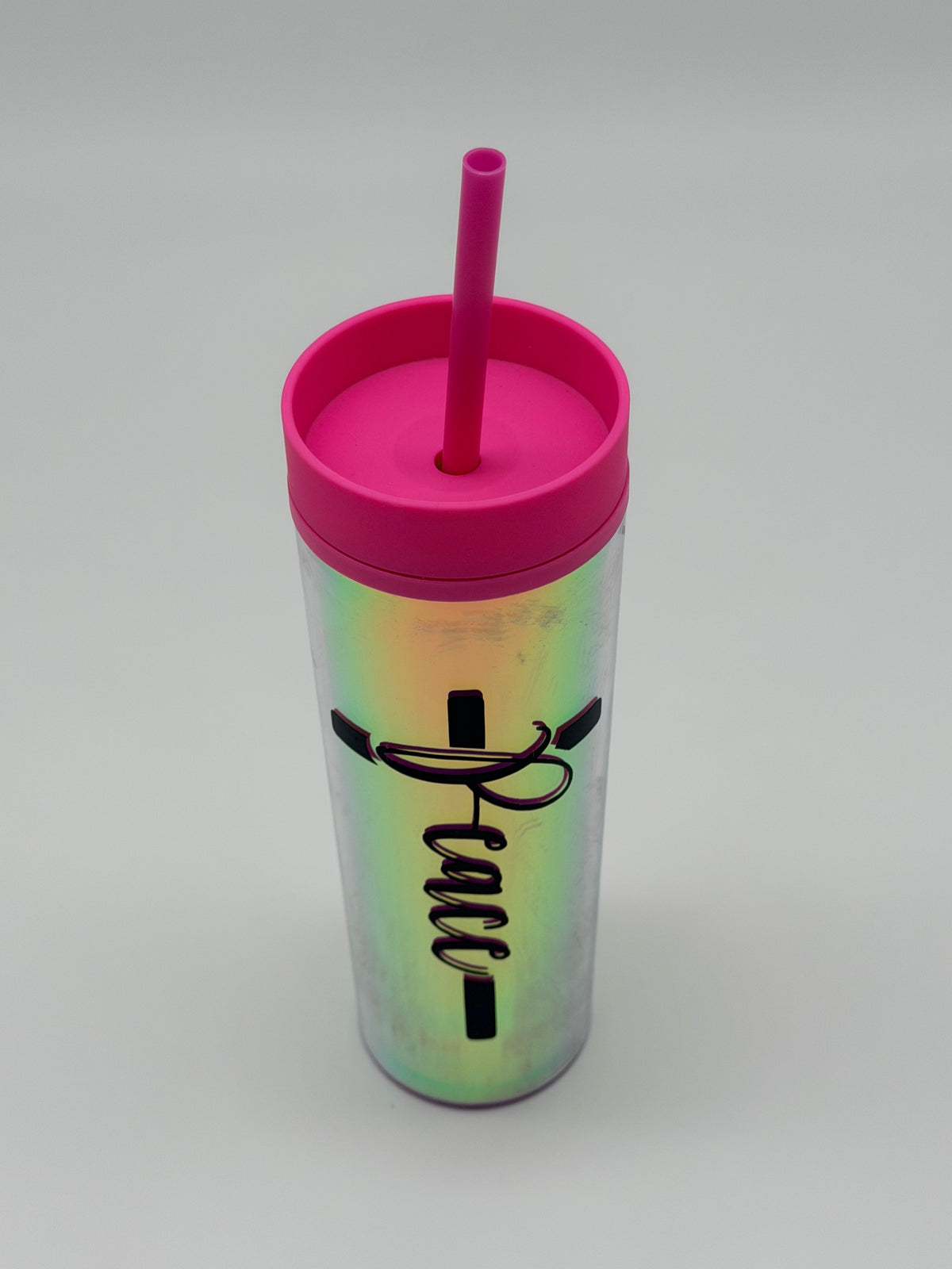 Peace Cross – Iridescent Pink Tumbler