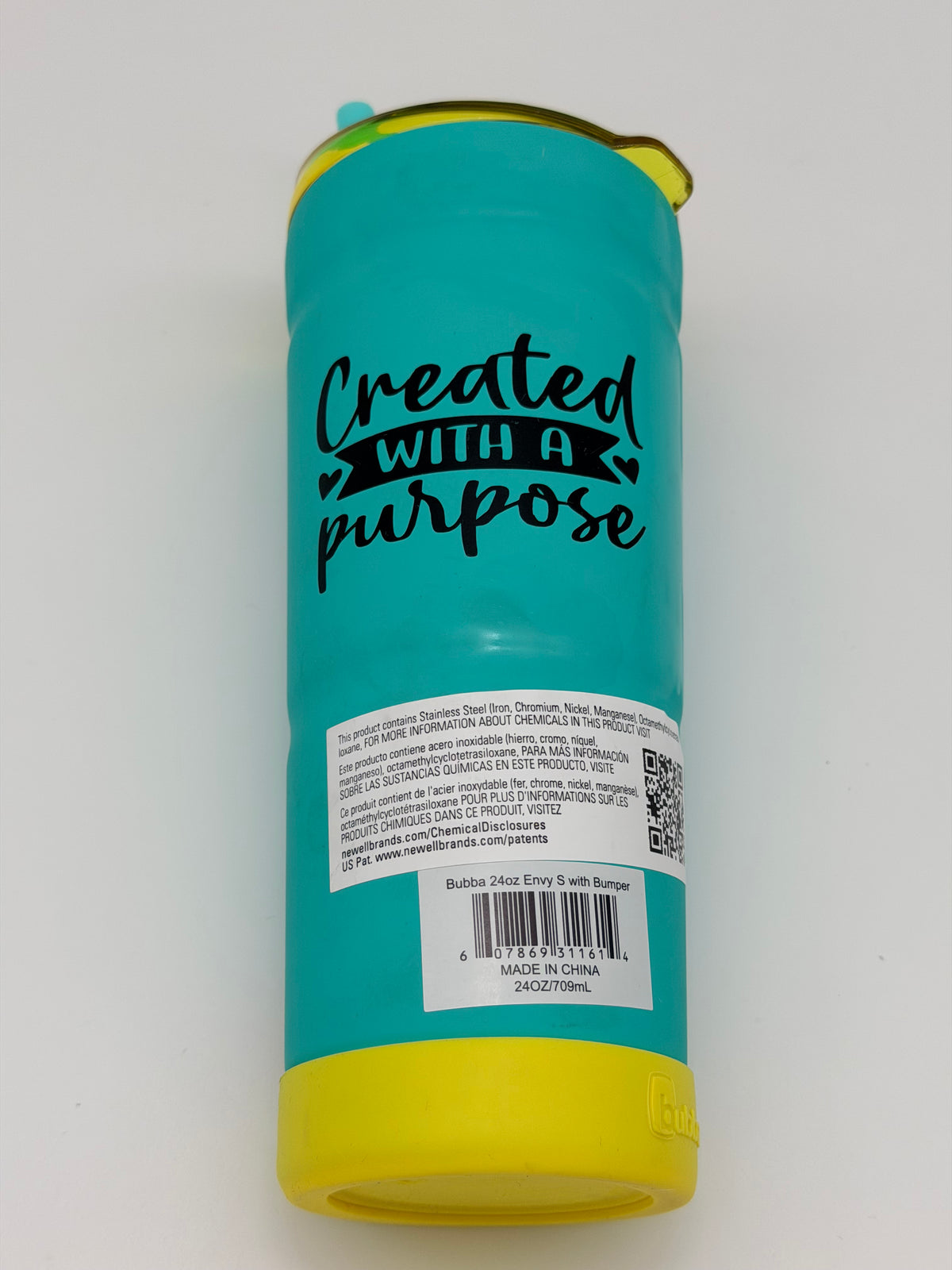 Created With a Purpose – Turquoise & Yellow Tumbler