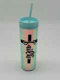 Faith Cross – Iridescent Teal Tumbler