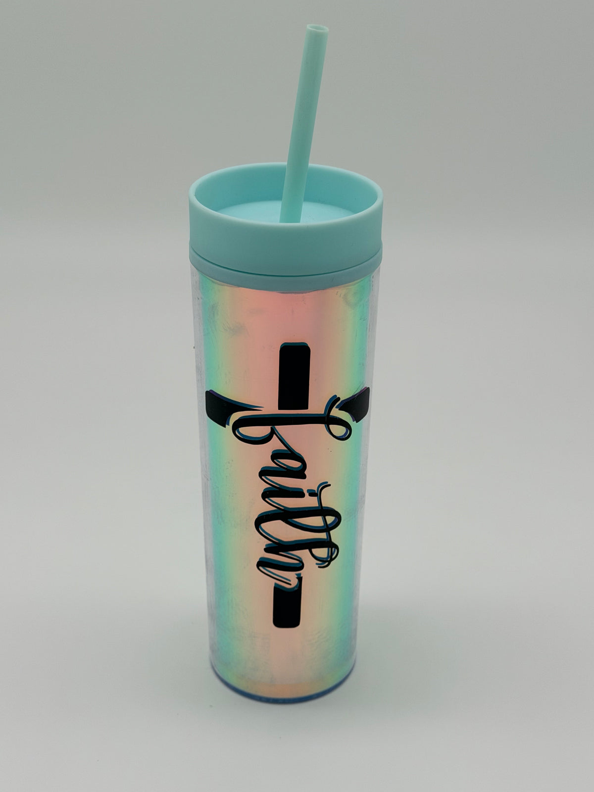 Faith Cross – Iridescent Teal Tumbler