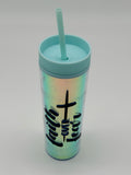Faith Over Fear – Iridescent Teal Tumbler