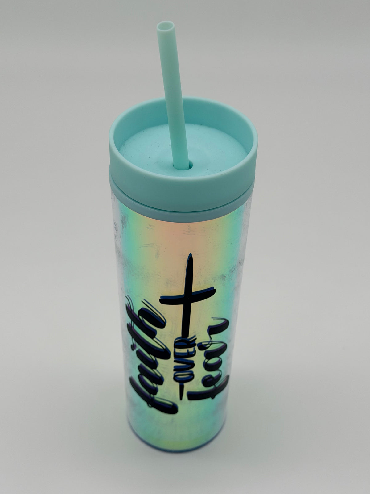 Faith Over Fear – Iridescent Teal Tumbler