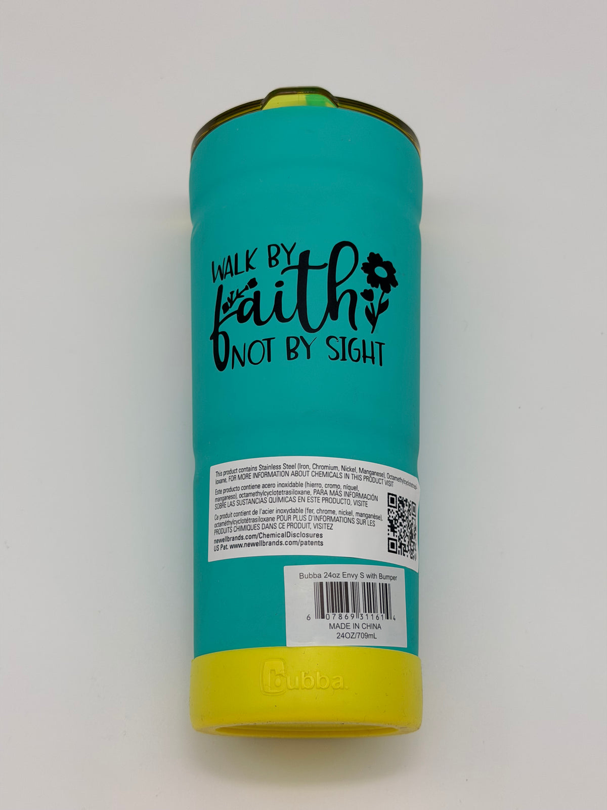 Walk by Faith – Turquoise & Yellow Tumbler